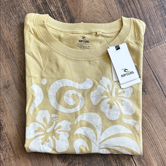 Rip Curl Mustard/ gold Tee with White Floral Design - Picture 4 of 4